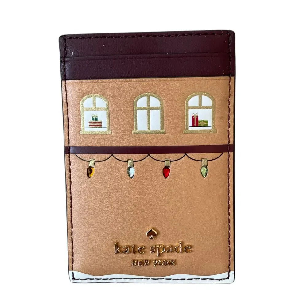 Kate Spade New York Oh What Fun Gingerbread House Small Slim Cardholder NEW